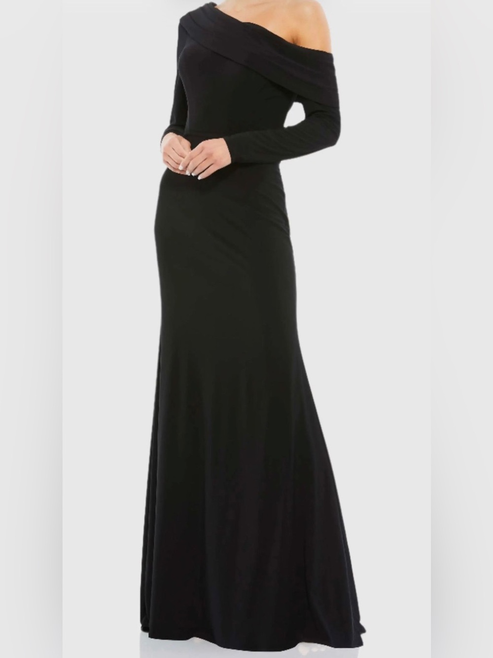 Mac Duggal Black Off-Shoulder Long Sleeve Evening Gown